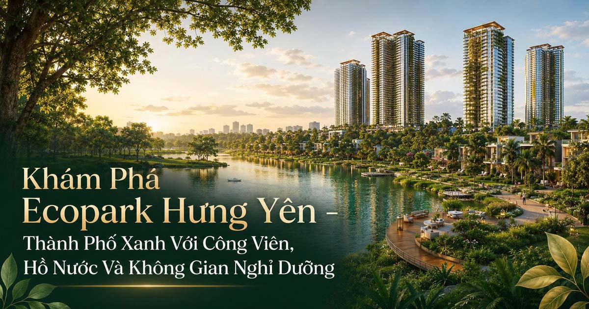 Khám Phá Ecopark Hưng Yên – Thành Phố Xanh Với Công Viên, Hồ Nước Và Không Gian Nghỉ Dưỡng